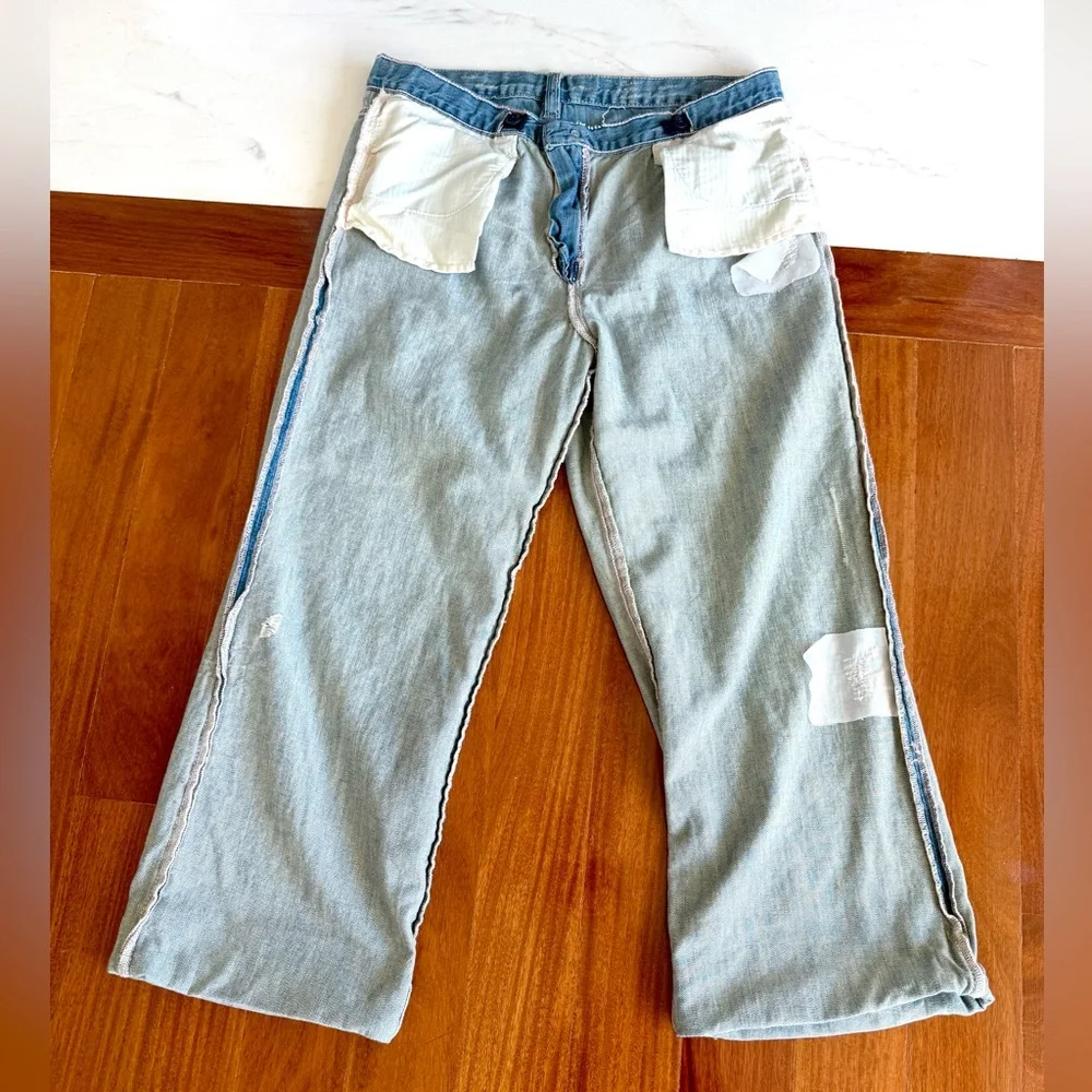 Gap Denim Jeans Boyfriend Pants Girls distressed Capri adjustable Waist 14 Plus